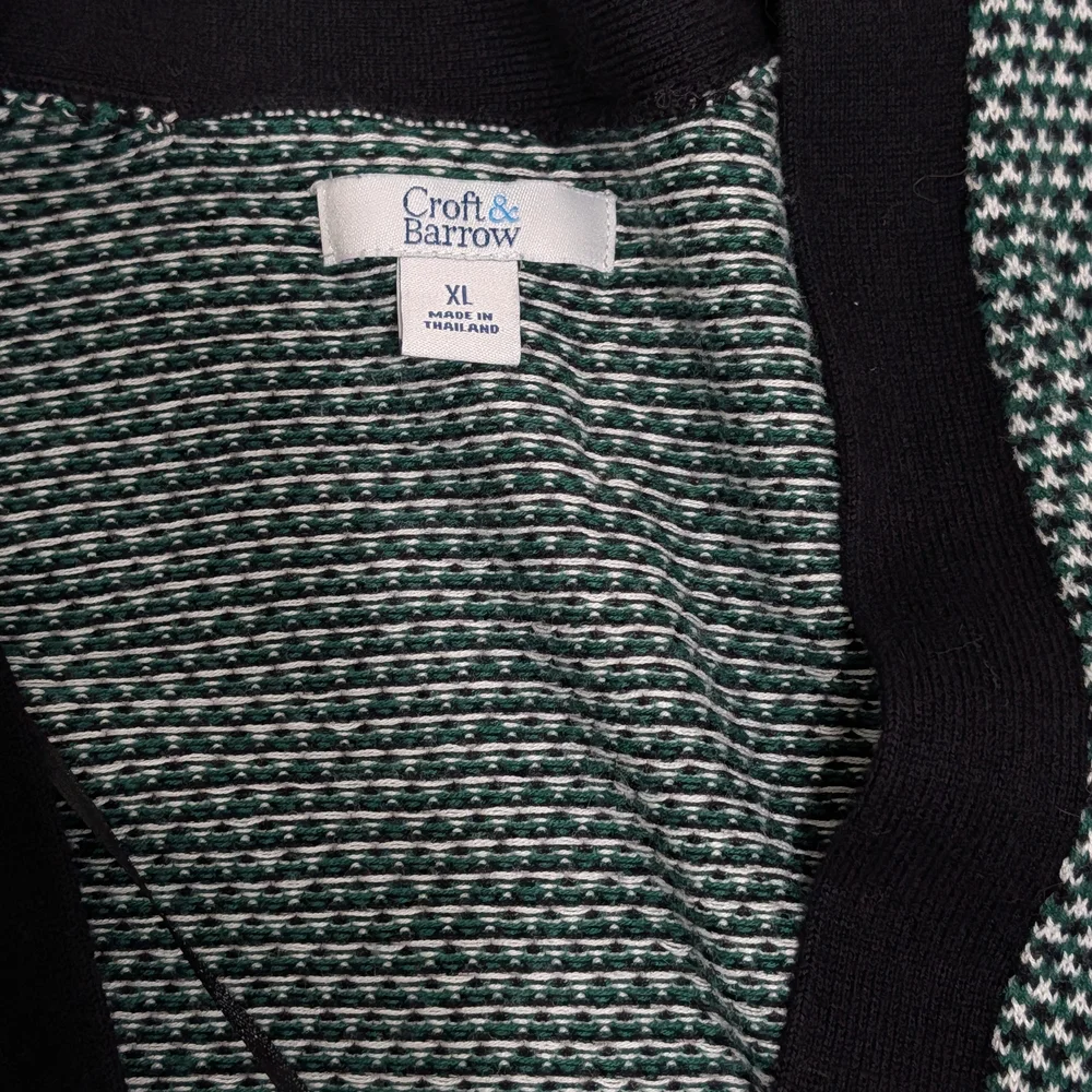 Croft & Barrow Black Trim White Pattern Cardigan - Picture 3 of 3